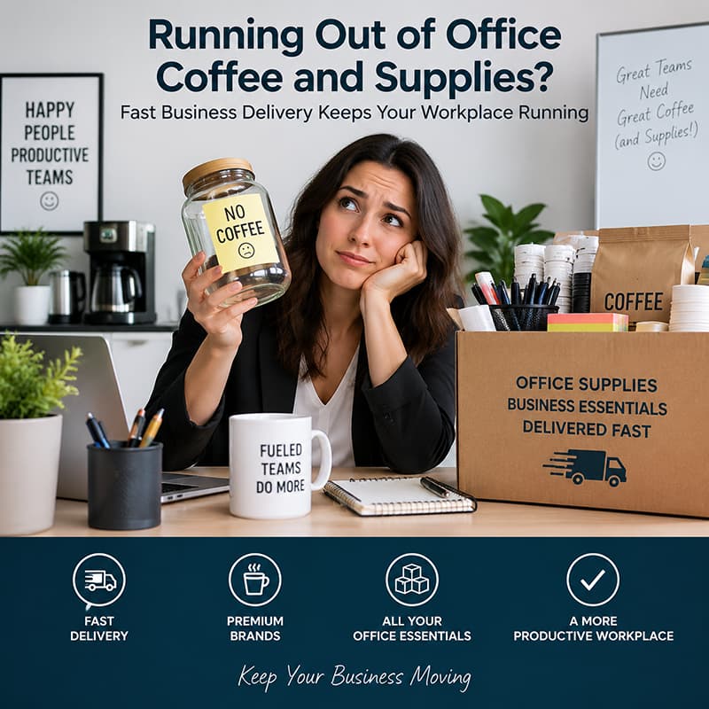 Running Out of Office Coffee and Supplies? Fast Business Delivery Keeps Your Workplace Running